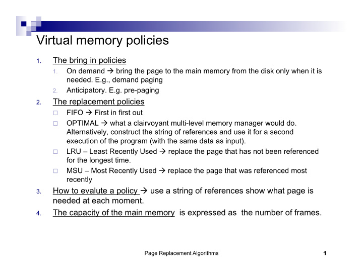 virtual memory policies