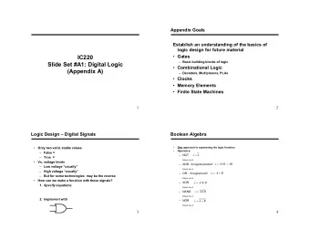 IC220  Gates  Basic building blocks of logic  Slide Set #A1: Digital Logic  Combinational