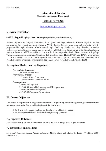 University of Jordan  Computer Engineering Department  COURSE OUTLINE  http://www.driyad.ucoz.net