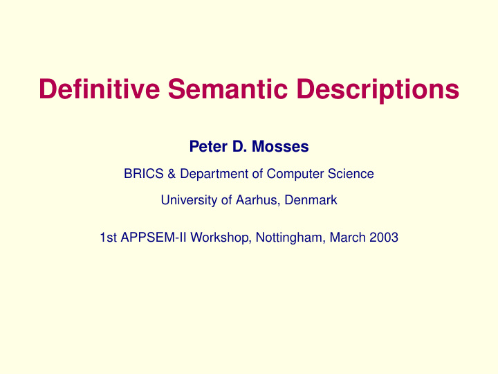 definitive semantic descriptions
