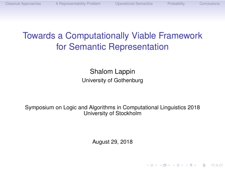 towards a computationally viable framework for semantic