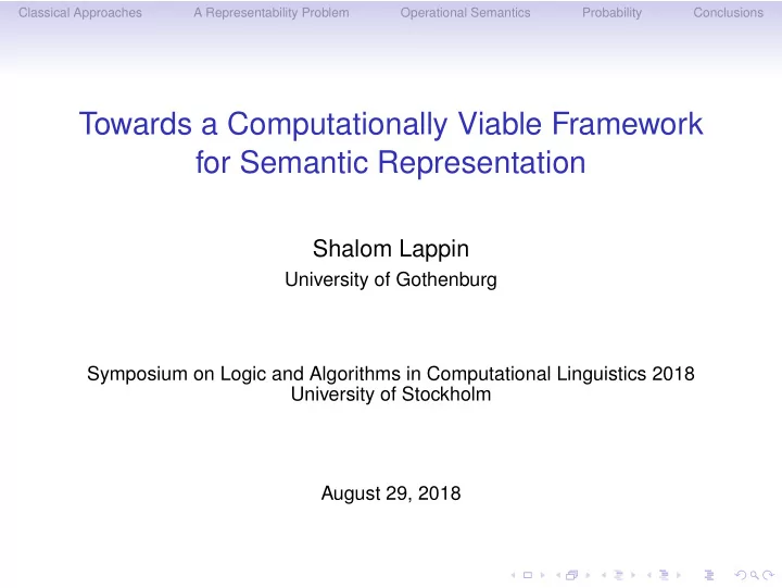 towards a computationally viable framework for semantic