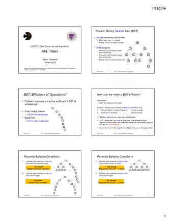 AVL Trees   All keys in left subtree smaller  than nodes key  2  6  10  12   All keys in