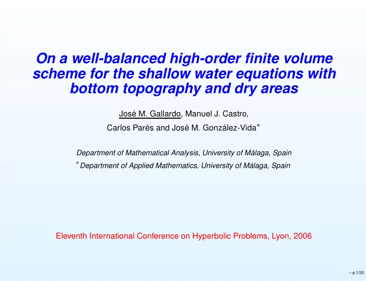 on a well balanced high order finite volume scheme for