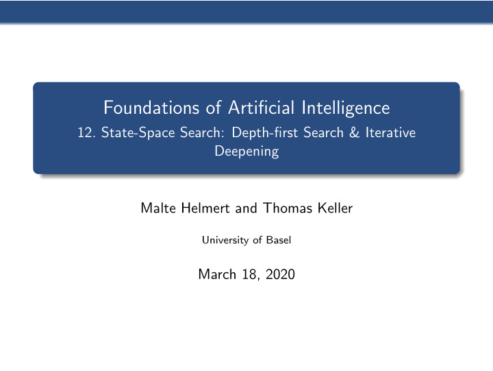 foundations of artificial intelligence