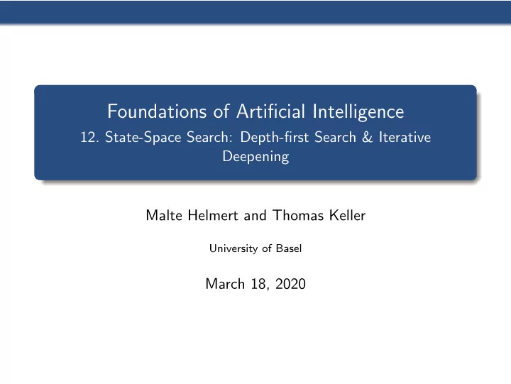 foundations of artificial intelligence