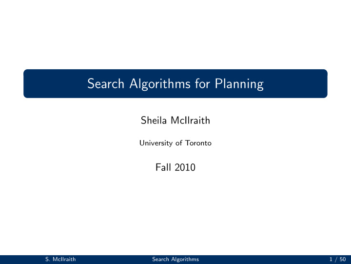 search algorithms for planning