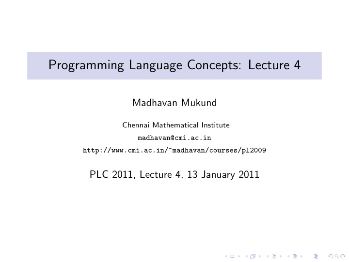 programming language concepts lecture 4
