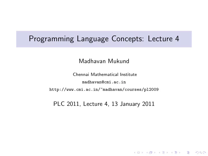 programming language concepts lecture 4