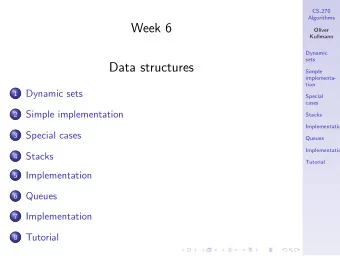 Week 6  Oliver  Kullmann  Dynamic  sets  Data structures  Simple  implementa-  tion  Dynamic sets