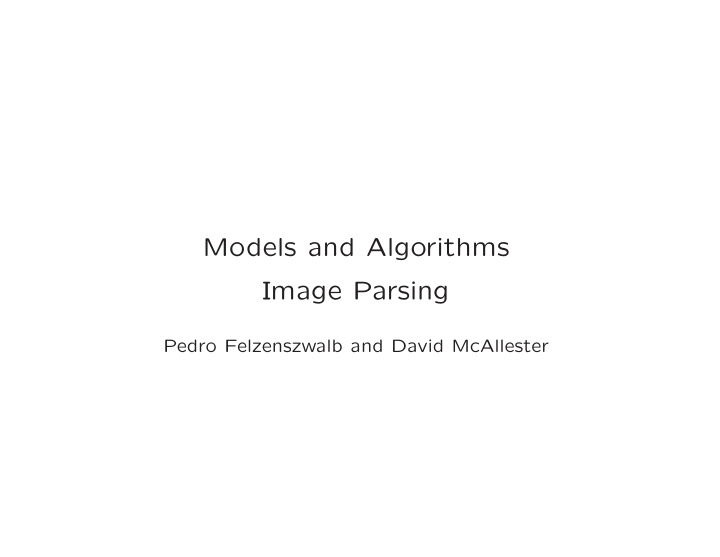 models and algorithms image parsing