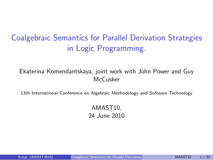 coalgebraic semantics for parallel derivation strategies