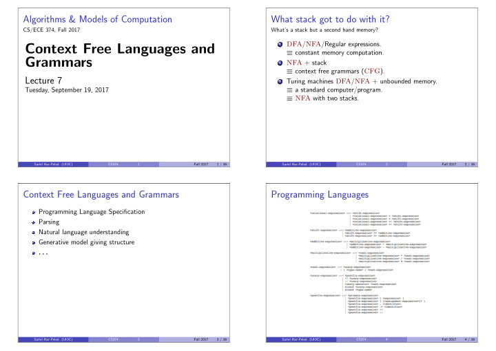 context free languages and