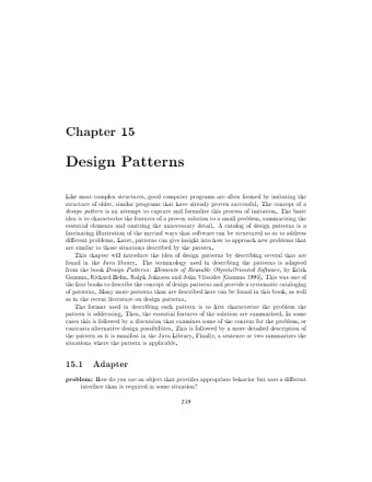 Chapter  15  Design  P  atterns  Lik  e  most  complex  structures,  go  o  d  computer  programs