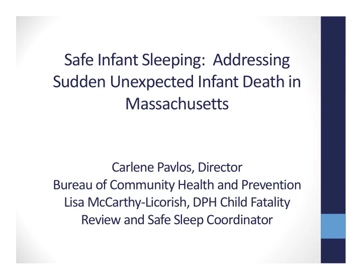 safe infant sleeping addressing sudden unexpected infant