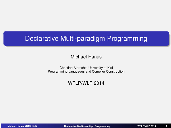 declarative multi paradigm programming