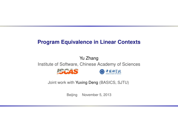 program equivalence in linear contexts