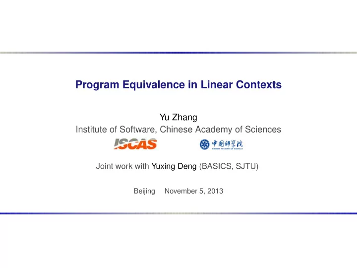 program equivalence in linear contexts