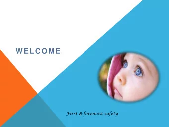WELCOME  First &amp; foremost safety  WELCOME  Every PowerPoint presentation  Unintentional Injury