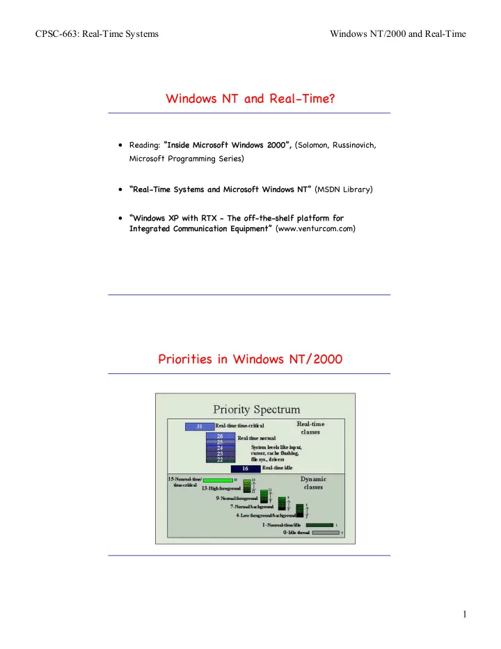 windows nt and real time