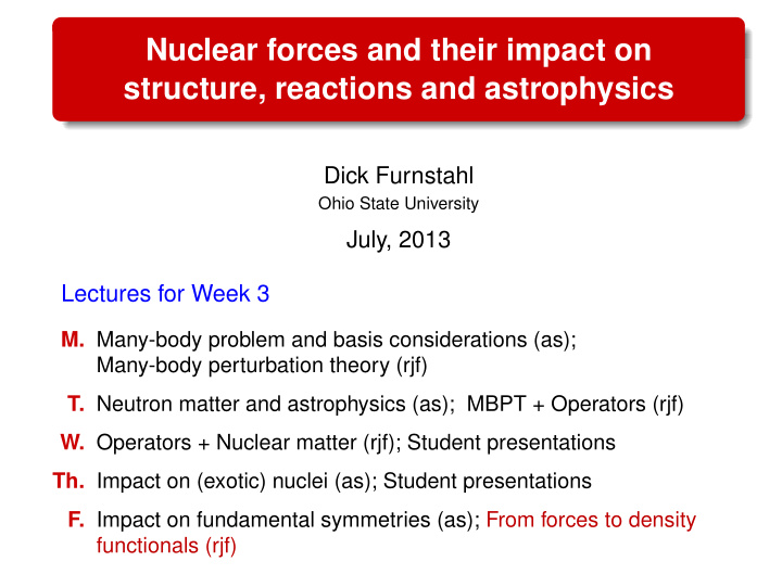 nuclear forces and their impact on structure reactions