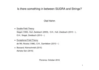 Is there something in between SUGRA and Strings?  Olaf Hohm  Double Field Theory  Siegel (1993),