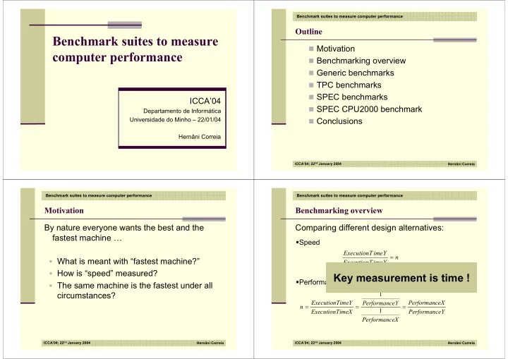 benchmark suites to measure