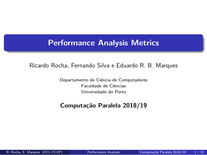 performance analysis metrics