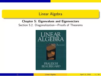 Linear Algebra  Chapter 5: Eigenvalues and Eigenvectors  Section 5.2. DiagonalizationProofs of