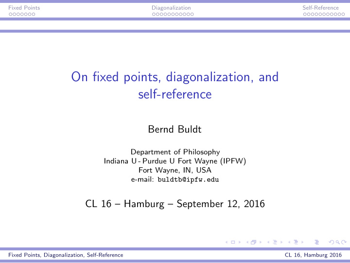 on fixed points diagonalization and self reference
