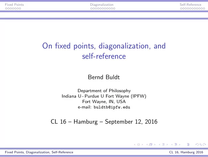 on fixed points diagonalization and self reference