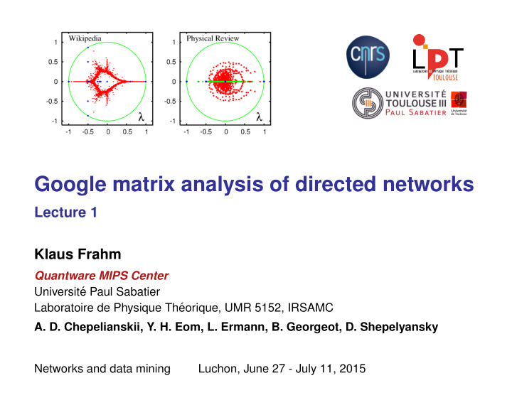 google matrix analysis of directed networks