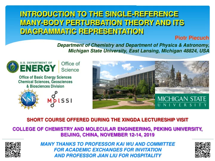 introduction to the single reference many body