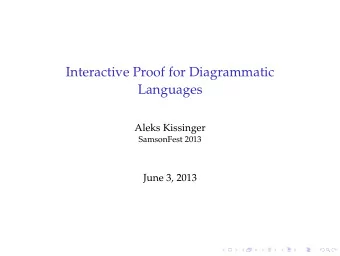 Interactive Proof for Diagrammatic  Languages  Aleks Kissinger  SamsonFest 2013  June 3, 2013  So