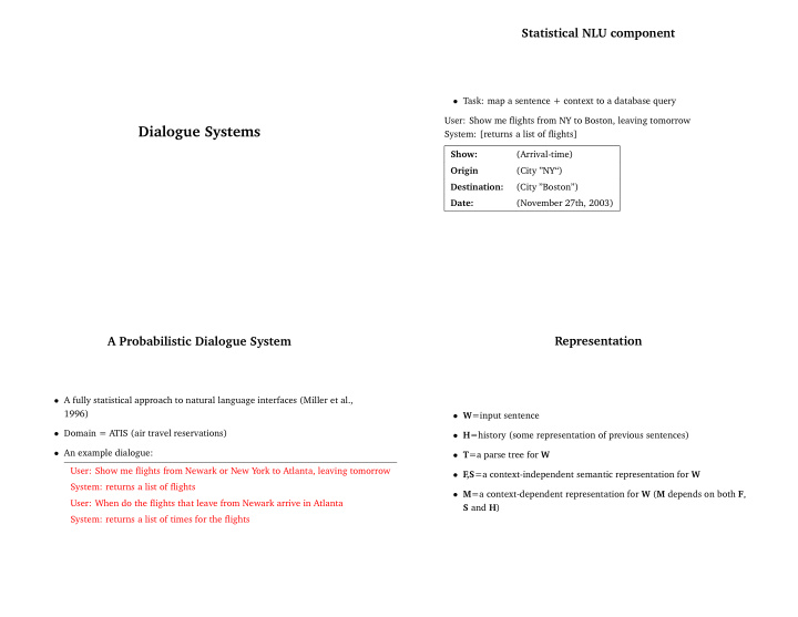 dialogue systems