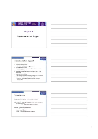 implementation support  Implementation support   programming tools   levels of services for