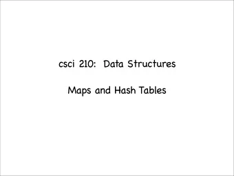 csci 210:  Data Structures  Maps and Hash Tables  Summary    Topics    the Map  ADT    Map