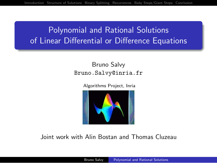 polynomial and rational solutions of linear differential