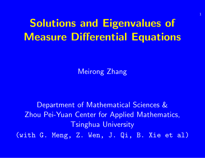 solutions and eigenvalues of measure differential