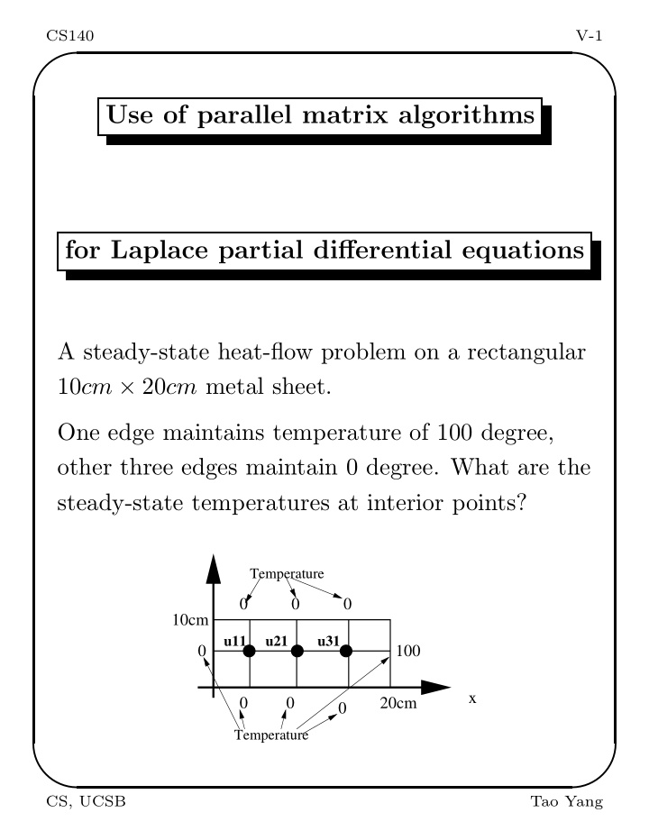 use of parallel matrix algorithms for laplace partial