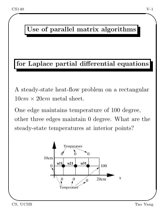 Use of parallel matrix algorithms  for Laplace partial differential equations  A steady-state