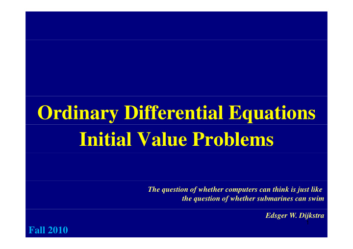 ordinary differential equations initial value problems