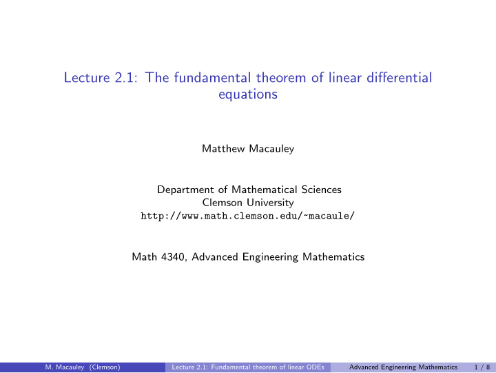 lecture 2 1 the fundamental theorem of linear