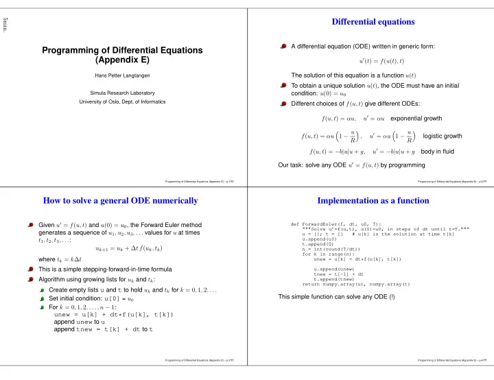 differential equations