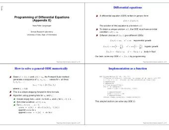 Differential equations  Programming of Differential Equations  A differential equation (ODE)