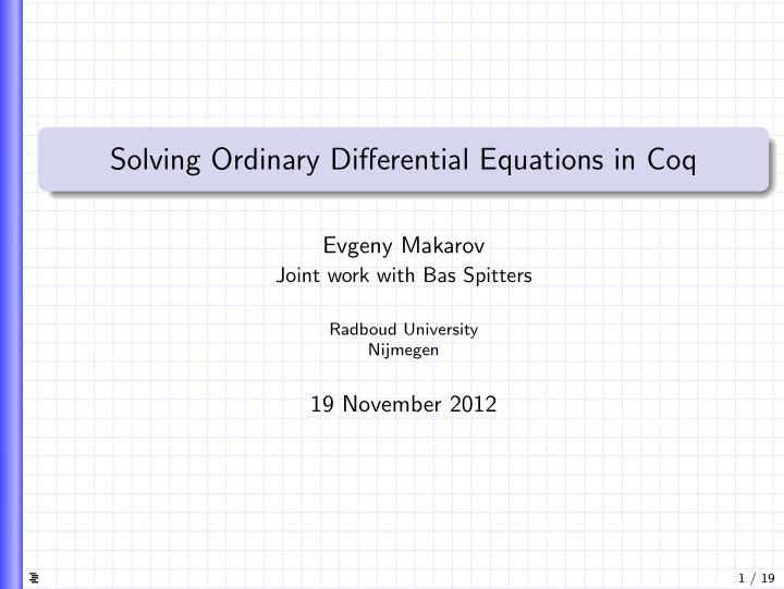 solving ordinary differential equations in coq
