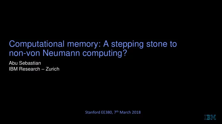 non von neumann computing