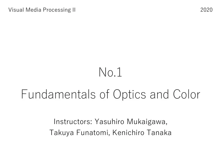 fundamentals of optics and color