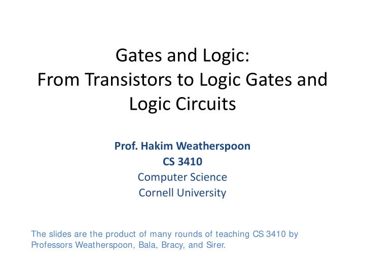 gates and logic from transistors to logic gates and logic