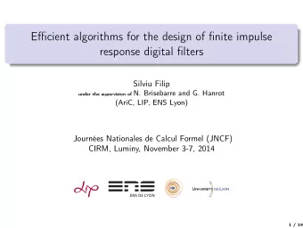 Efficient algorithms for the design of finite impulse  response digital filters  Silviu Filip under